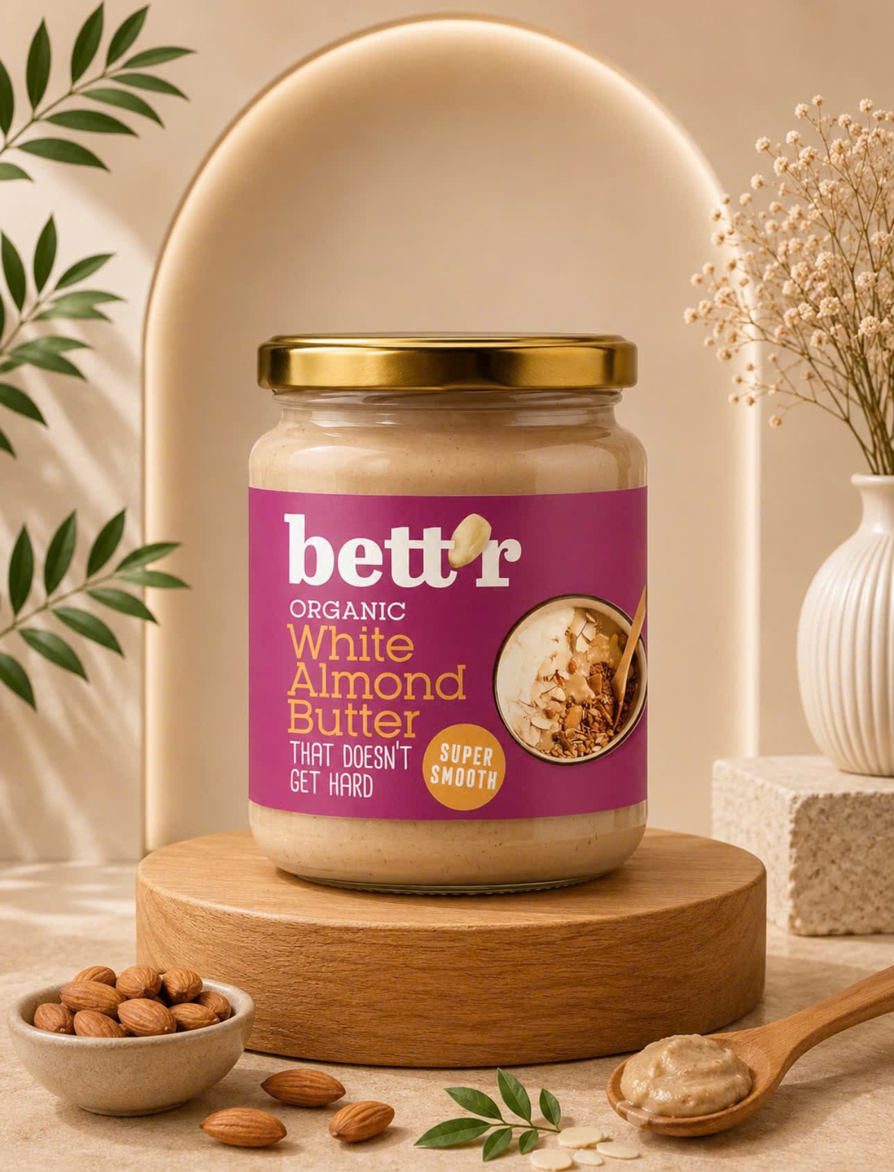 Bơ Hạnh Nhân Trắng Nguyên Chất Hữu Cơ Bett'r 250g