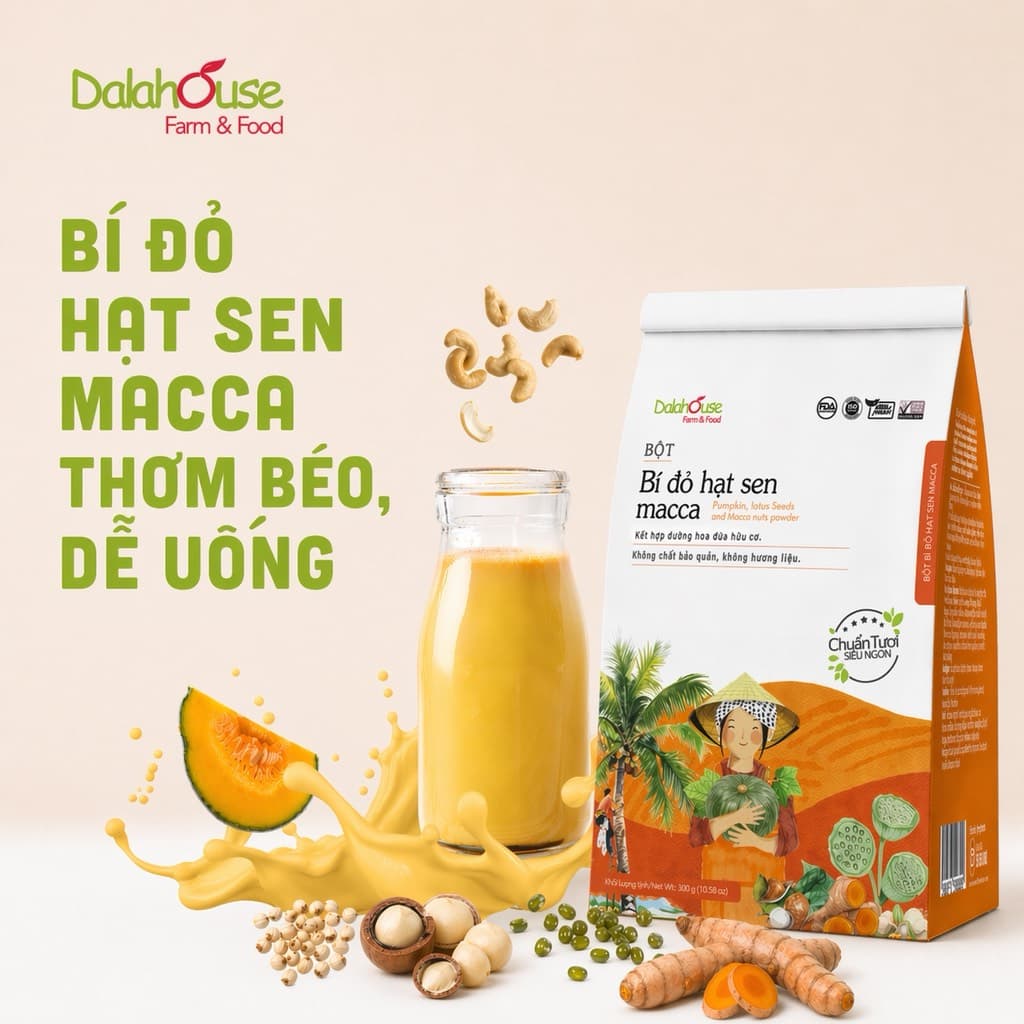 Bột Bí Đỏ Hạt Sen Macca - Túi 300g