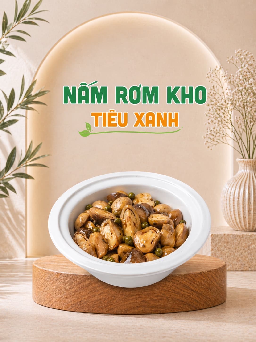 Nấm rơm kho tiêu xanh