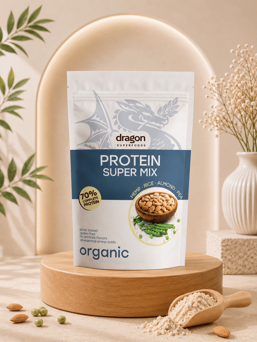 Bột protein hỗn hợp 4 hạt hữu cơ Dragon Superfoods 500g ( Protein Super Mix)